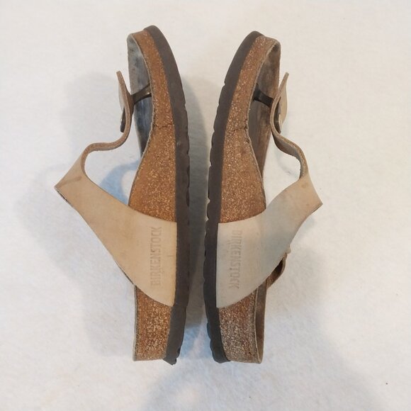 Birkenstock Sandals Women 5 5.5 Beige Gizeh Birko Flor Thong Slip On Flats EU 36 - Picture 4 of 13